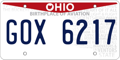 OH license plate GOX6217