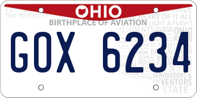 OH license plate GOX6234