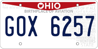OH license plate GOX6257