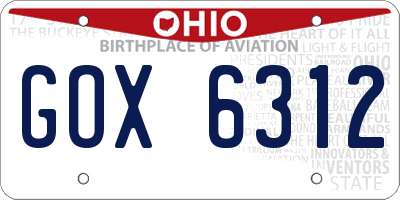 OH license plate GOX6312