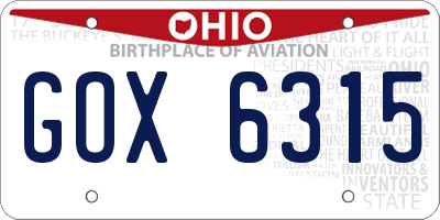 OH license plate GOX6315