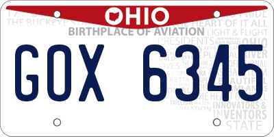 OH license plate GOX6345