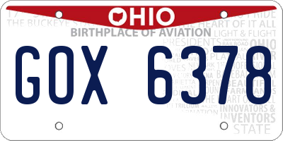OH license plate GOX6378