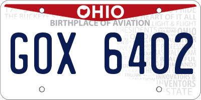 OH license plate GOX6402
