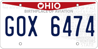 OH license plate GOX6474