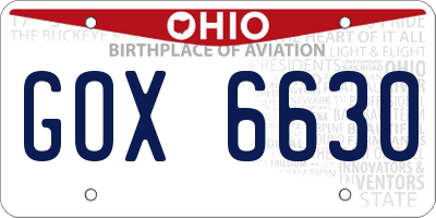 OH license plate GOX6630