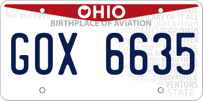 OH license plate GOX6635