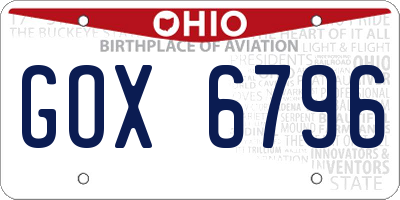 OH license plate GOX6796