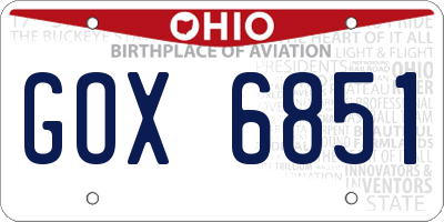 OH license plate GOX6851
