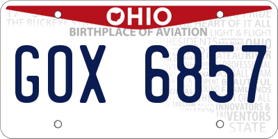 OH license plate GOX6857
