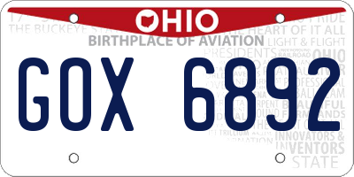 OH license plate GOX6892