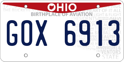 OH license plate GOX6913
