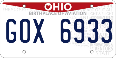 OH license plate GOX6933