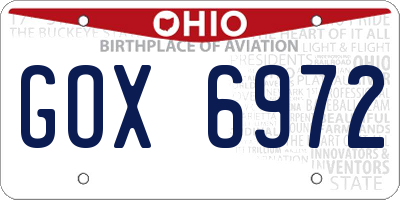 OH license plate GOX6972