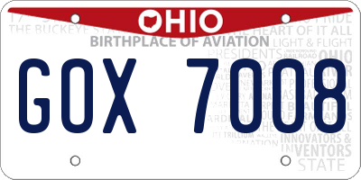 OH license plate GOX7008