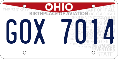 OH license plate GOX7014