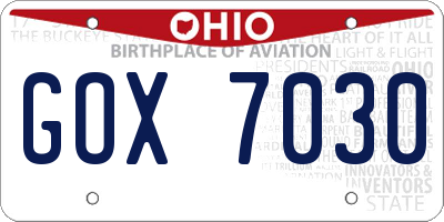 OH license plate GOX7030
