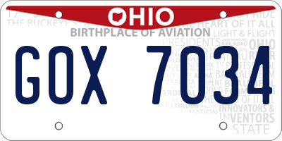OH license plate GOX7034