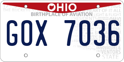 OH license plate GOX7036