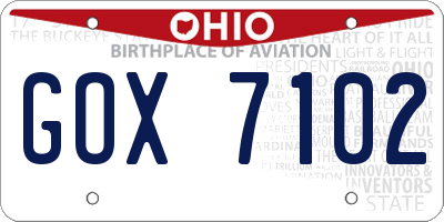 OH license plate GOX7102