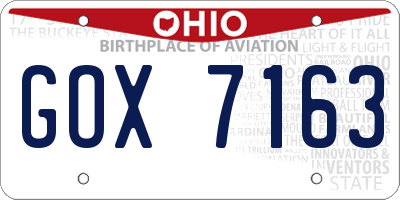 OH license plate GOX7163
