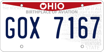 OH license plate GOX7167