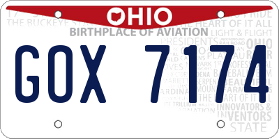 OH license plate GOX7174