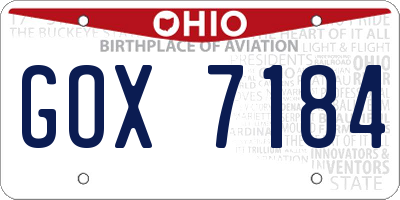 OH license plate GOX7184