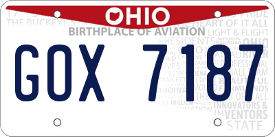 OH license plate GOX7187