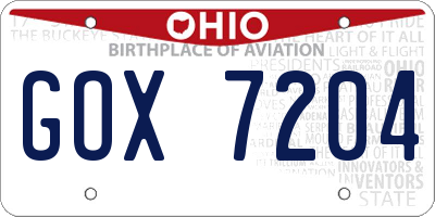 OH license plate GOX7204