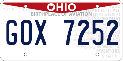 OH license plate GOX7252