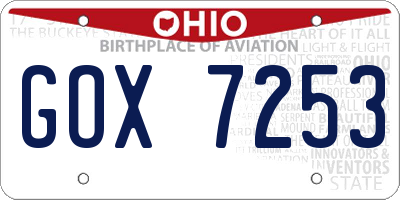 OH license plate GOX7253