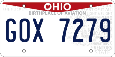 OH license plate GOX7279