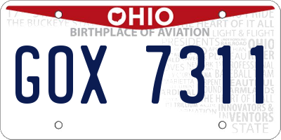 OH license plate GOX7311