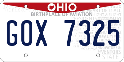 OH license plate GOX7325