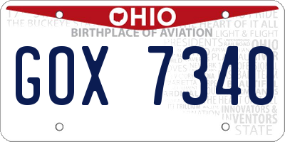 OH license plate GOX7340