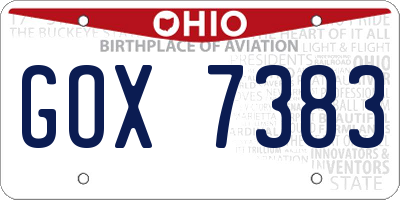 OH license plate GOX7383