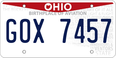 OH license plate GOX7457