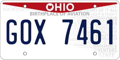 OH license plate GOX7461