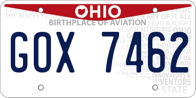 OH license plate GOX7462