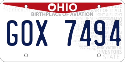 OH license plate GOX7494