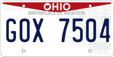 OH license plate GOX7504