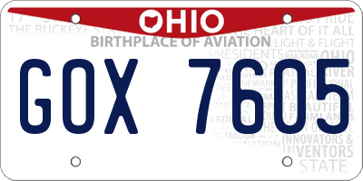 OH license plate GOX7605