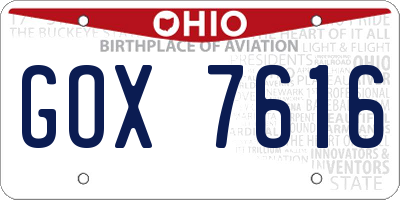 OH license plate GOX7616