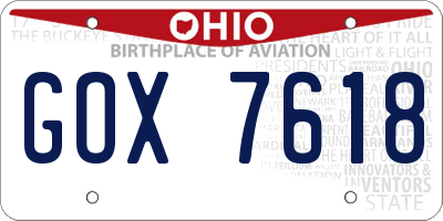 OH license plate GOX7618