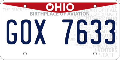 OH license plate GOX7633