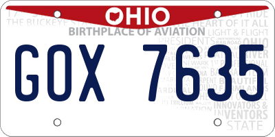 OH license plate GOX7635