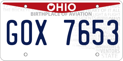 OH license plate GOX7653