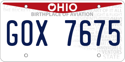 OH license plate GOX7675