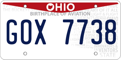 OH license plate GOX7738